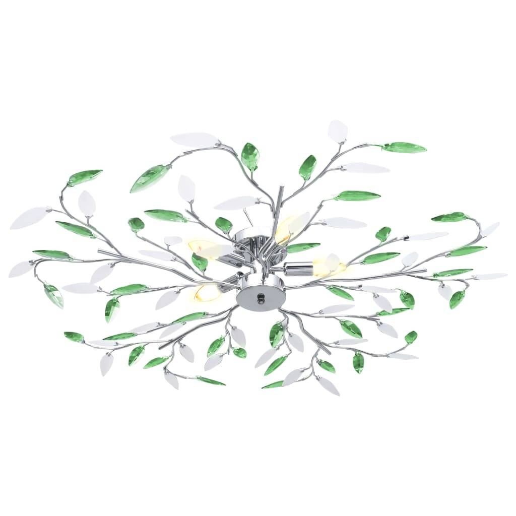 vidaXL Deckenleuchte mit Acrylglas-Blätter für 5 x E14-Lampen Grün