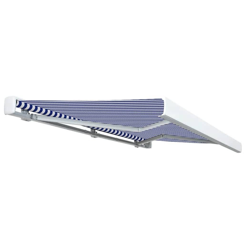 vidaXL Motorisierte Kassetten-Markise 350x250 cm Blau und Weiß
