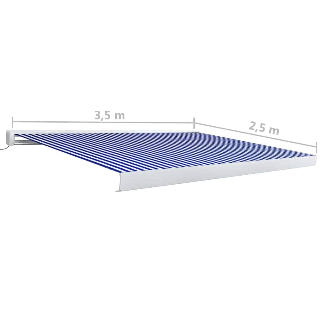 vidaXL Motorisierte Kassetten-Markise 350x250 cm Blau und Weiß