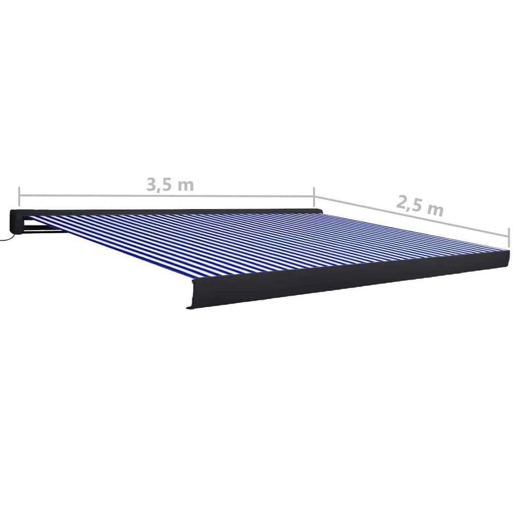 vidaXL Motorisierte Kassetten-Markise 350x250 cm Blau und Weiß