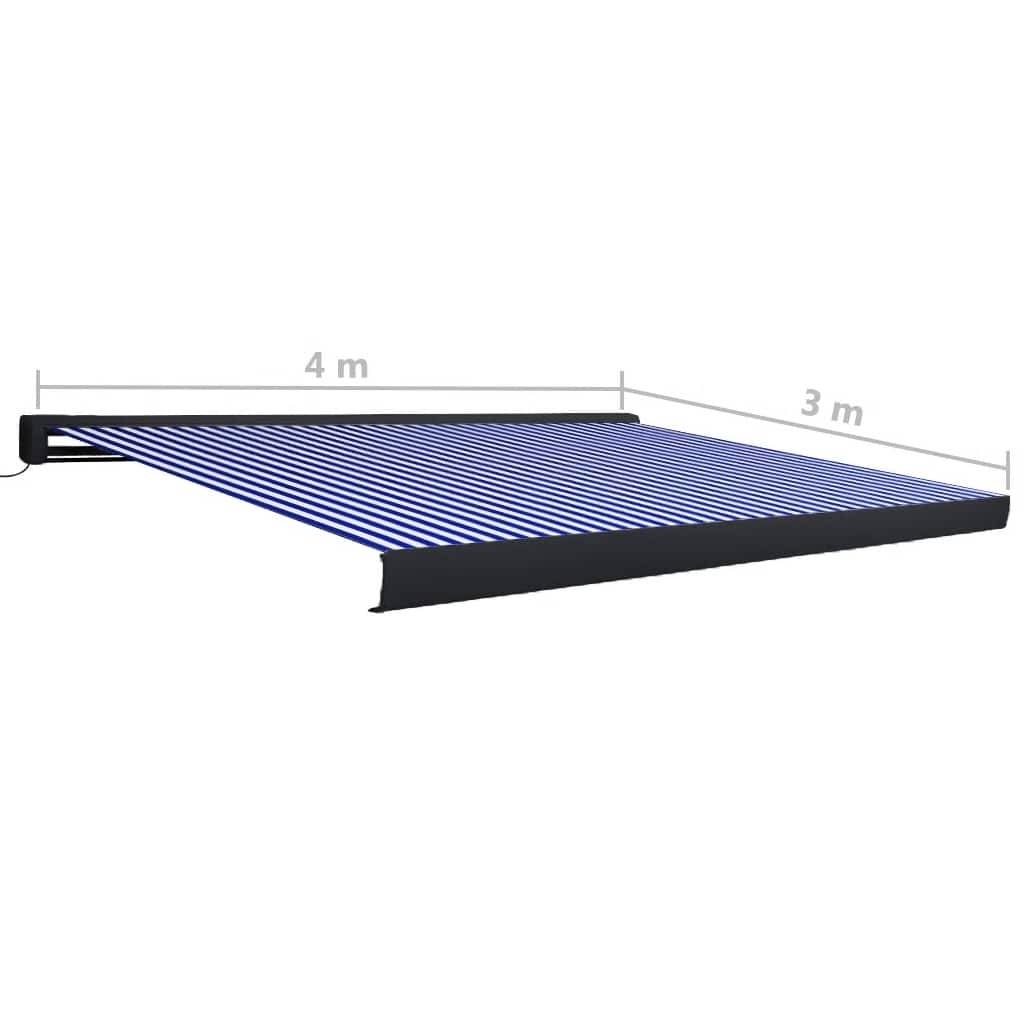 vidaXL Kassettenmarkise mit Motor 400x300 cm Blau und Weiß