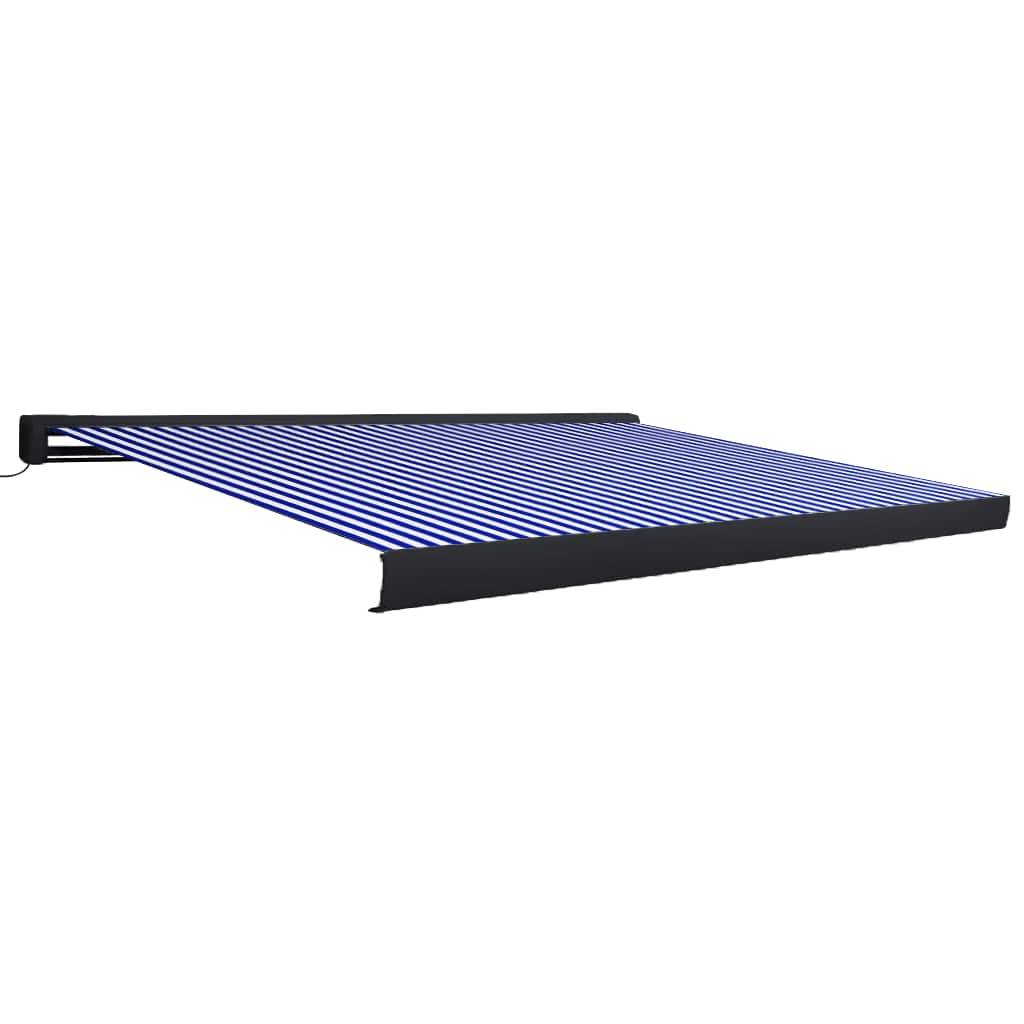 vidaXL Kassettenmarkise mit Motor 400x300 cm Blau und Weiß