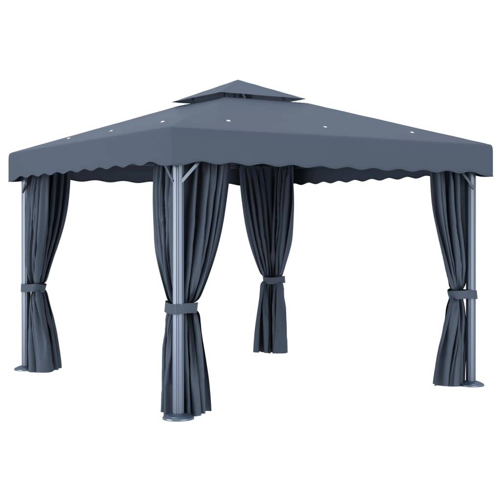 vidaXL Pavillon mit Vorhang 3x3 m Anthrazit Aluminium
