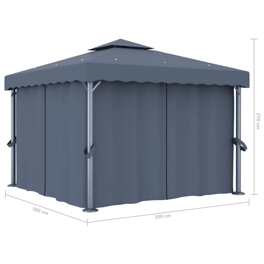 vidaXL Pavillon mit Vorhang 3x3 m Anthrazit Aluminium