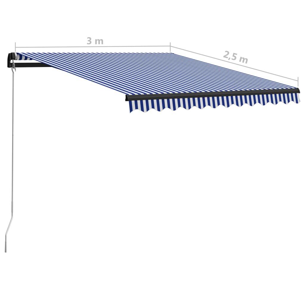 vidaXL Einziehbare Markise Handbetrieben 300 x 250 cm Blau und Weiß
