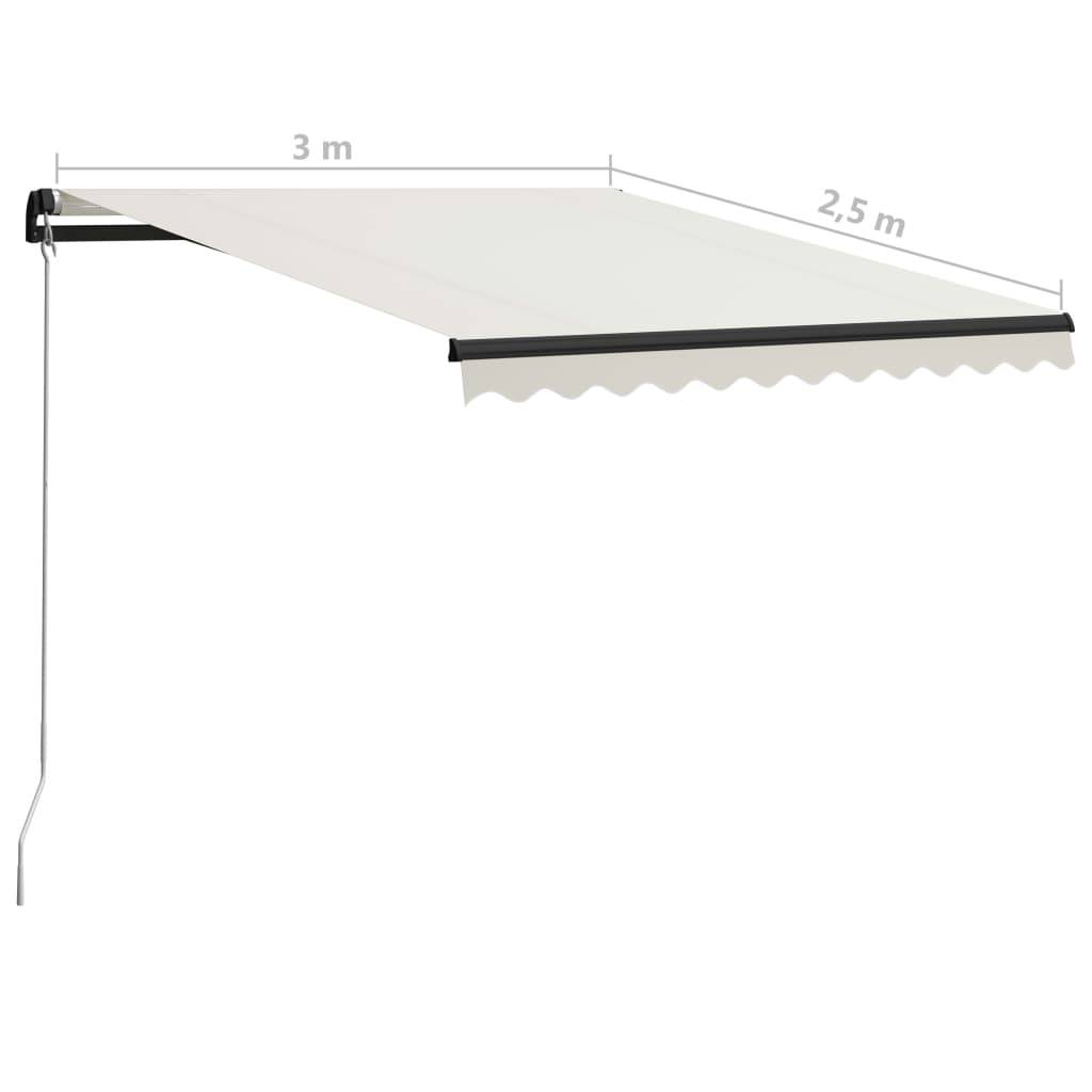 vidaXL Einziehbare Markise Handbetrieben 300 x 250 cm Creme