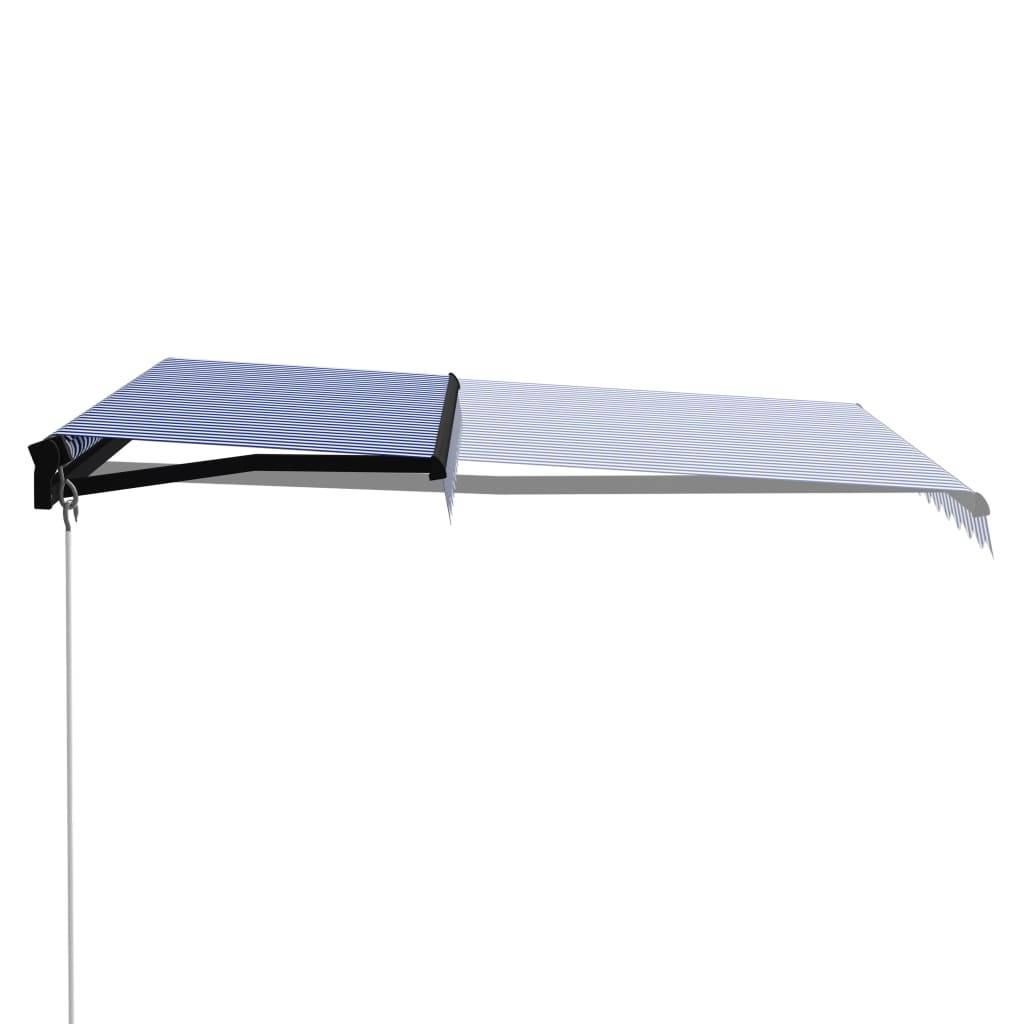 vidaXL Einziehbare Markise Handbetrieben 300 x 250 cm Blau und Weiß