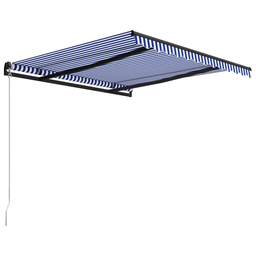 vidaXL Einziehbare Markise Handbetrieben 350 x 250 cm Blau und Weiß