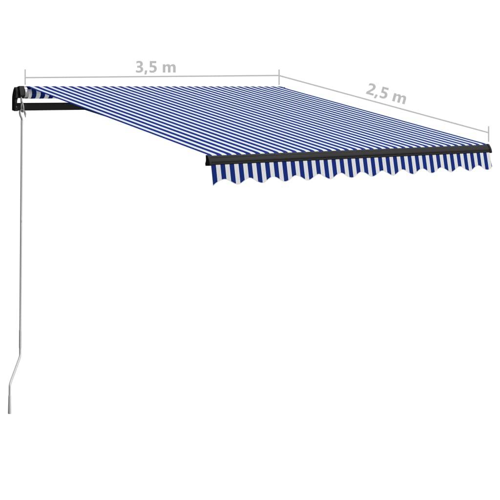 vidaXL Einziehbare Markise Handbetrieben 350 x 250 cm Blau und Weiß