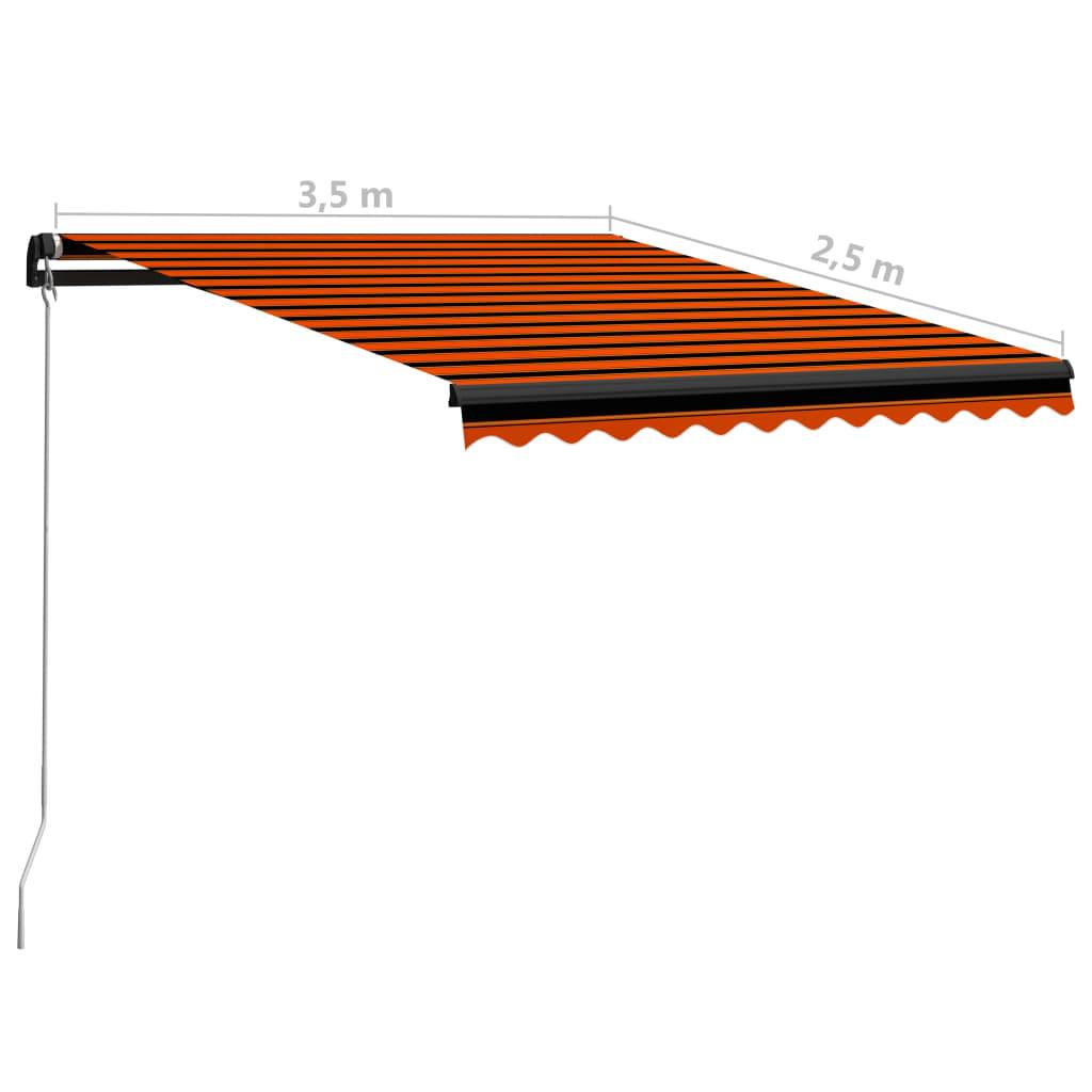 vidaXL Einziehbare Markise Handbetrieben 350 x 250 cm Orange und Braun