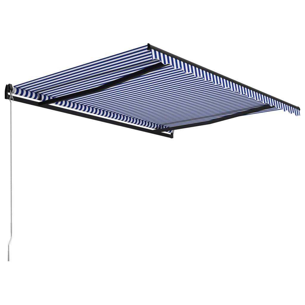 vidaXL Einziehbare Markise Handbetrieben 450 x 300 cm Blau und Weiß