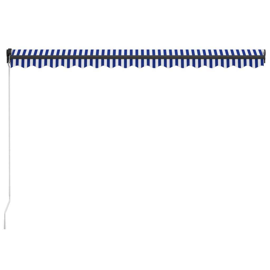 vidaXL Einziehbare Markise Handbetrieben 450 x 300 cm Blau und Weiß