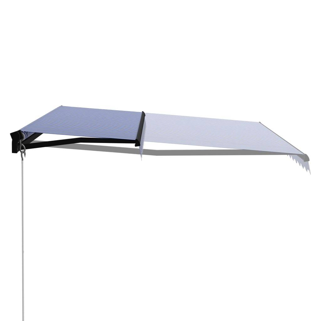 vidaXL Einziehbare Markise Handbetrieben 450 x 300 cm Blau und Weiß