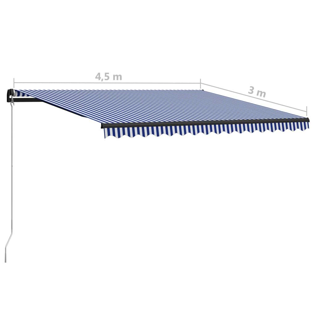 vidaXL Einziehbare Markise Handbetrieben 450 x 300 cm Blau und Weiß