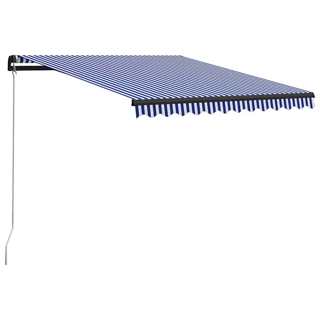 vidaXL Markise Manuell Einziehbar mit LED 300x250 cm Blau & Weiß