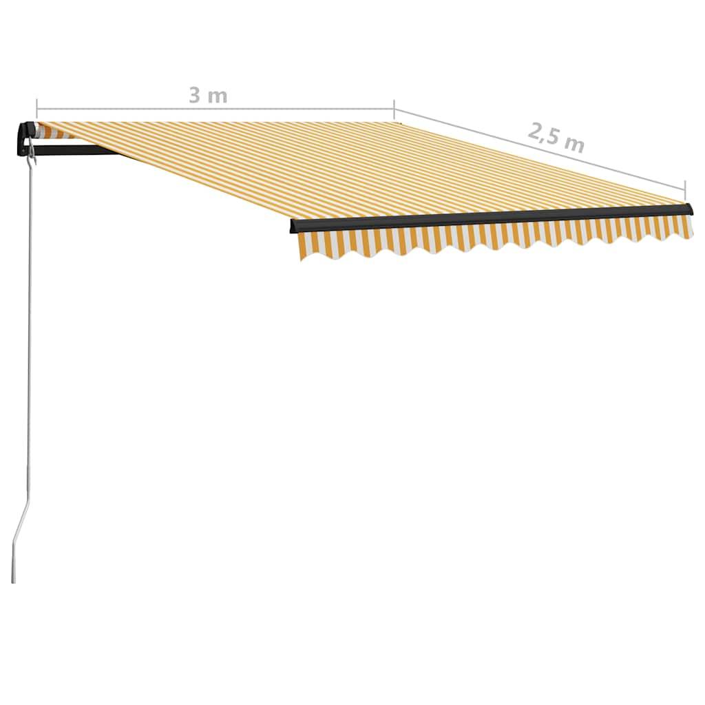 vidaXL Markise Manuell Einziehbar mit LED 300x250 cm Gelb & Weiß
