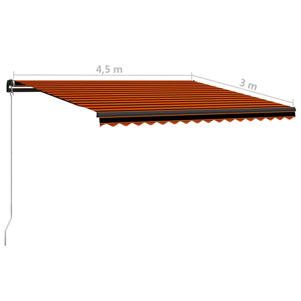 vidaXL Einziehbare Markise Handbetrieben 450 x 300 cm Orange und Braun