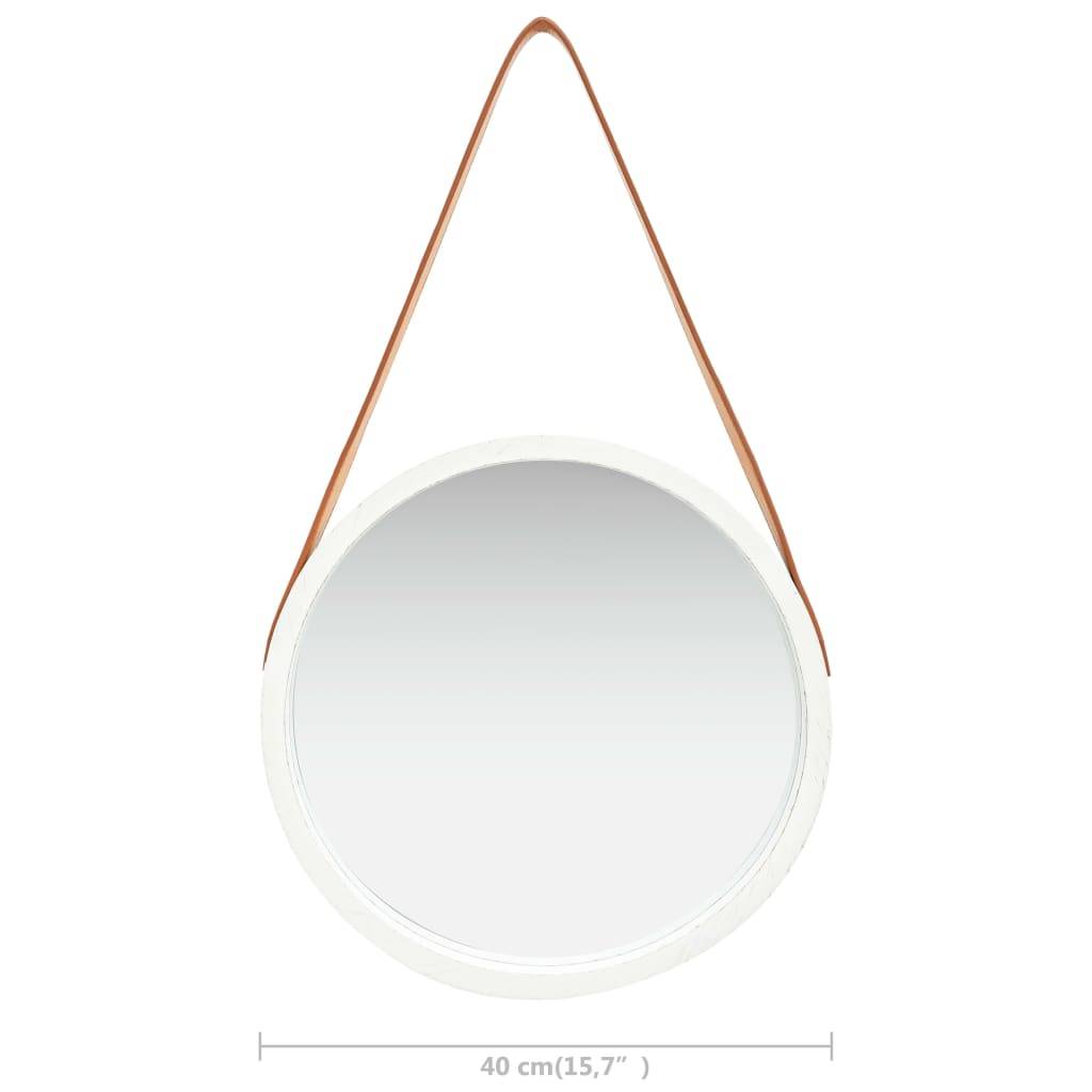 vidaXL Wandspiegel mit Gürtel 40 cm Weiß