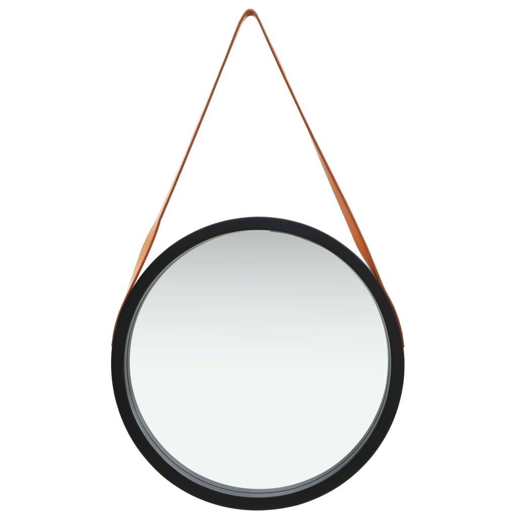 vidaXL Wandspiegel mit Gürtel 50 cm Schwarz