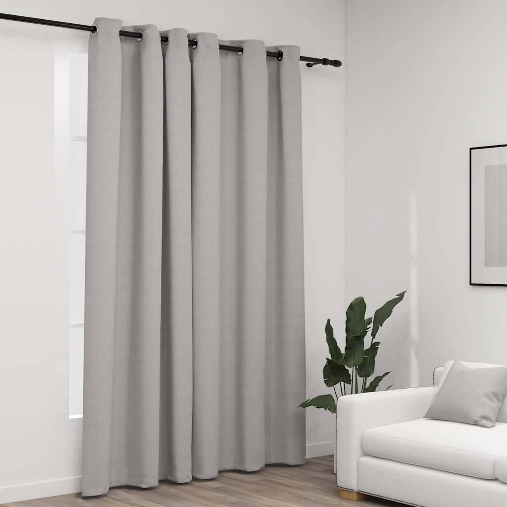 vidaXL Verdunkelungsvorhang mit Ösen Leinenoptik Grau 290x245 cm