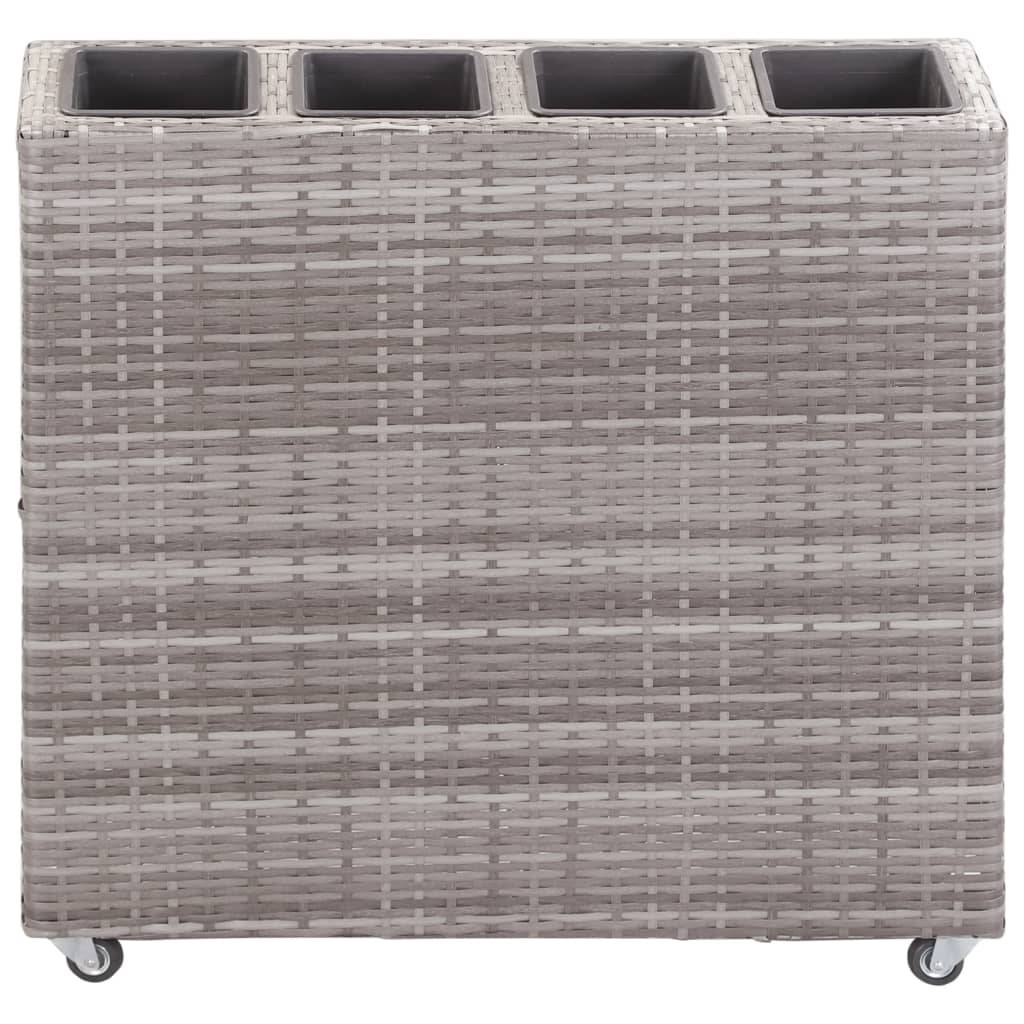 vidaXL Garten-Hochbeet mit 4 Töpfen 80x22x79 cm Poly Rattan Grau