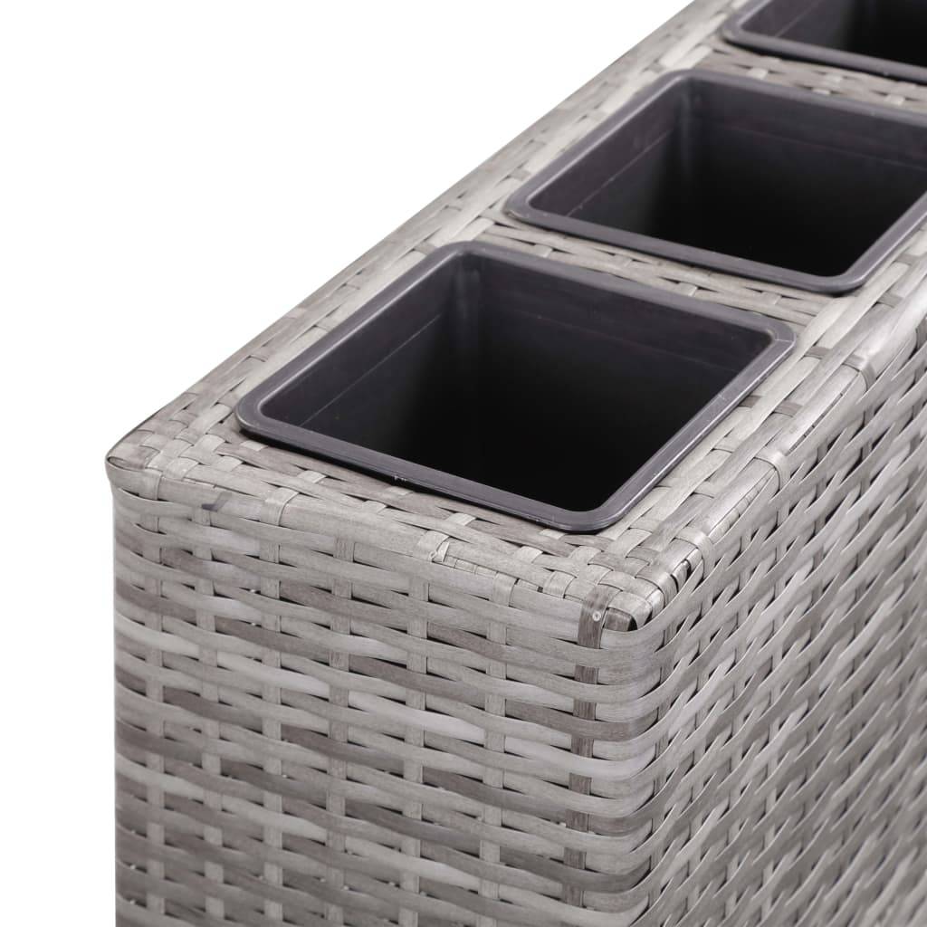 vidaXL Garten-Hochbeet mit 4 Töpfen 80x22x79 cm Poly Rattan Grau