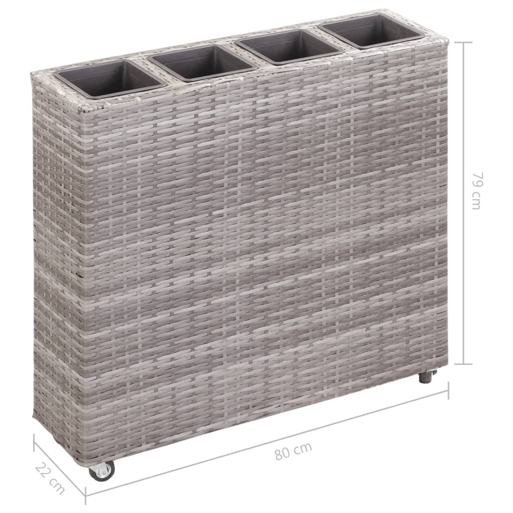 vidaXL Garten-Hochbeet mit 4 Töpfen 80x22x79 cm Poly Rattan Grau