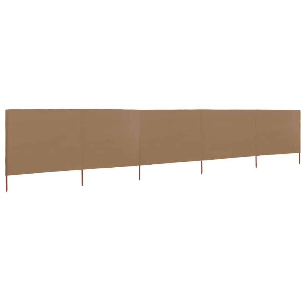 vidaXL 5-teiliges Windschutzgewebe 600 x 120 cm Taupe
