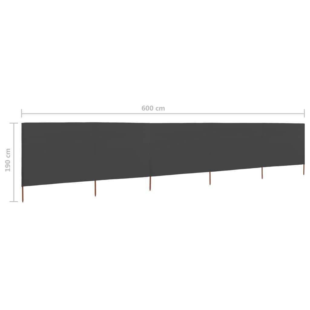 vidaXL 5-teiliges Windschutzgewebe 600 x 160 cm Anthrazit