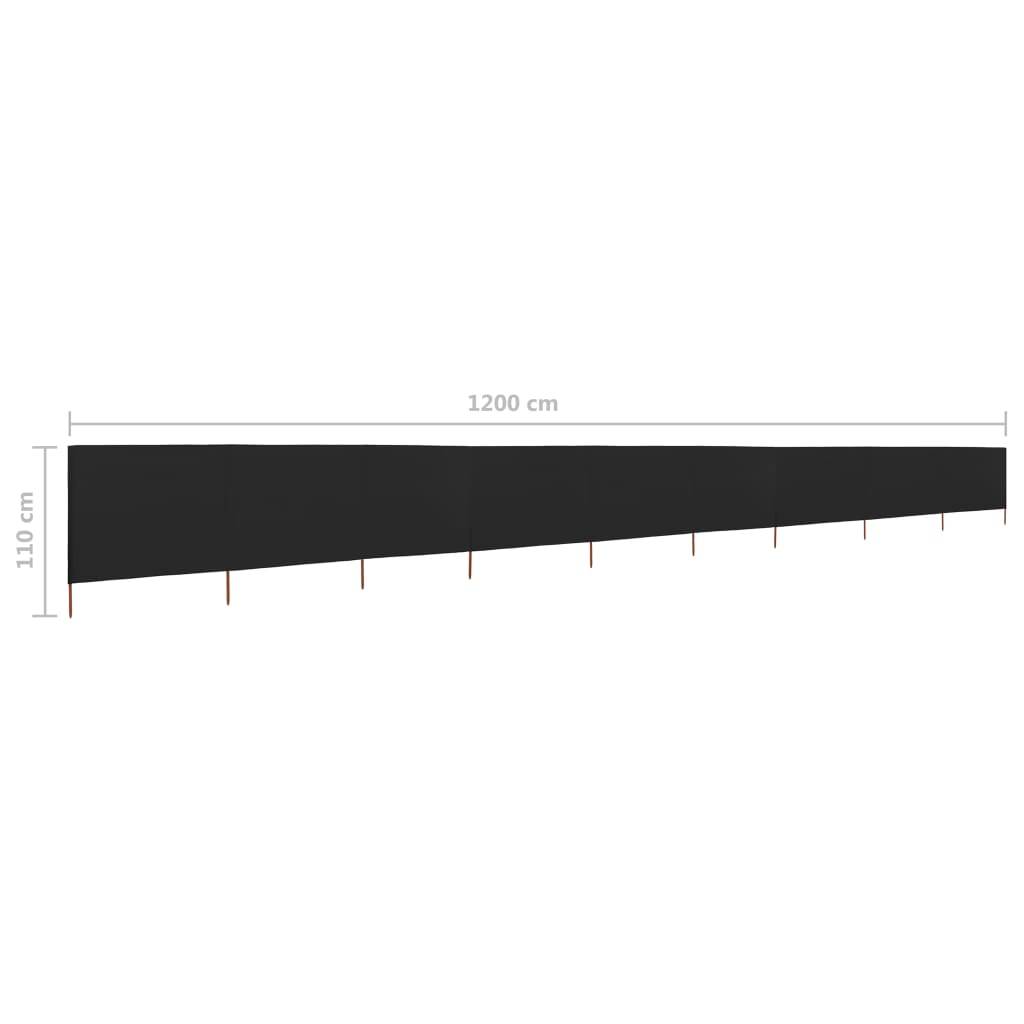 vidaXL 9-teiliges Windschutzgewebe 1200 x 80 cm Schwarz