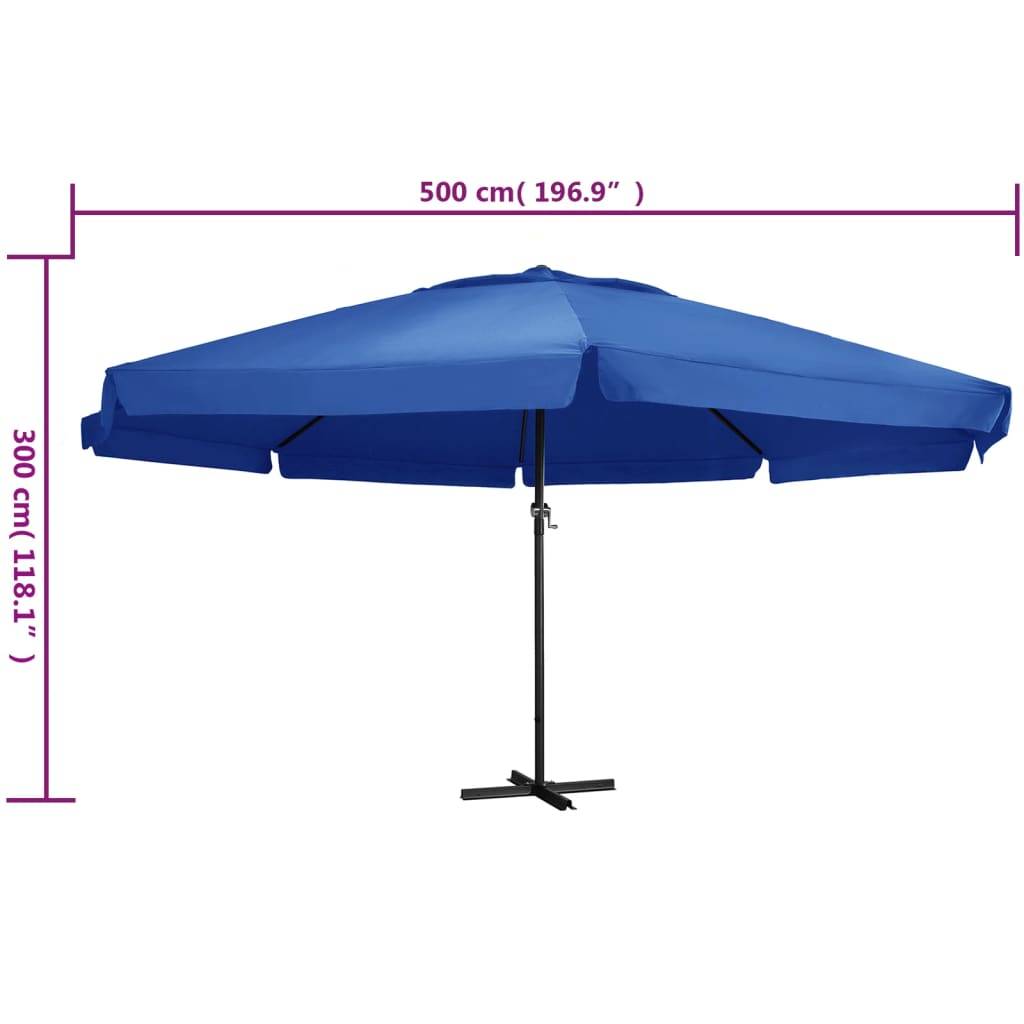 vidaXL Sonnenschirm mit Aluminium-Mast 500 cm Azurblau
