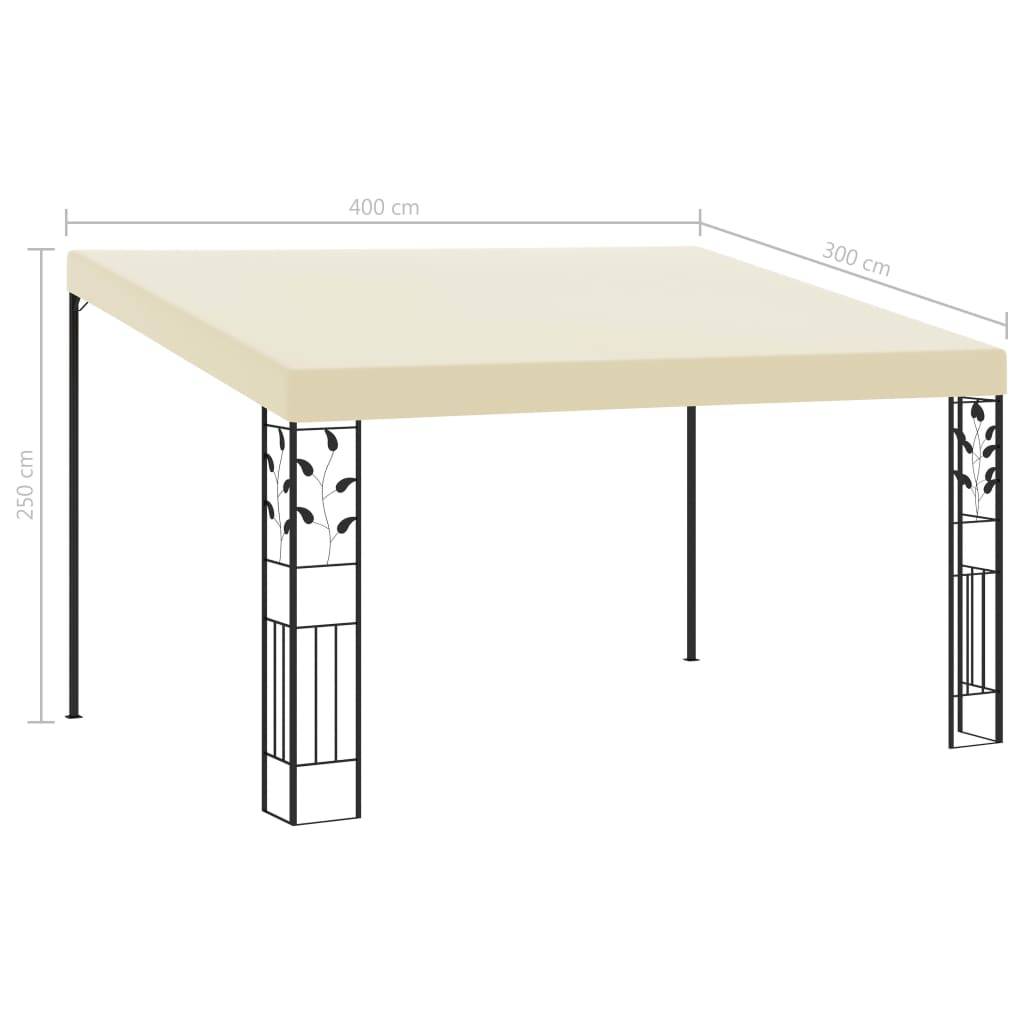 vidaXL Wand-Pavillon 4x3x2,5 m Cremeweiß