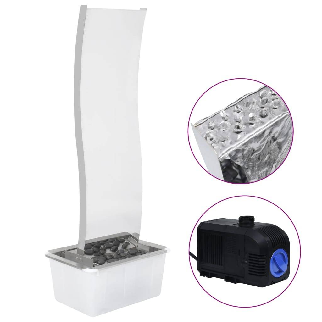 vidaXL Gartenbrunnen mit Pumpe Edelstahl 130 cm Geschwungen