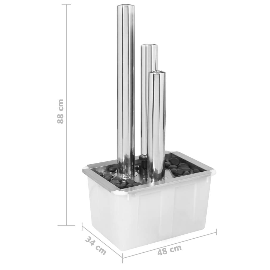 vidaXL Gartenbrunnen Silbern 48x34x88 cm Edelstahl