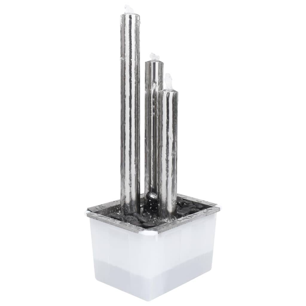 vidaXL Gartenbrunnen Silbern 48x34x88 cm Edelstahl