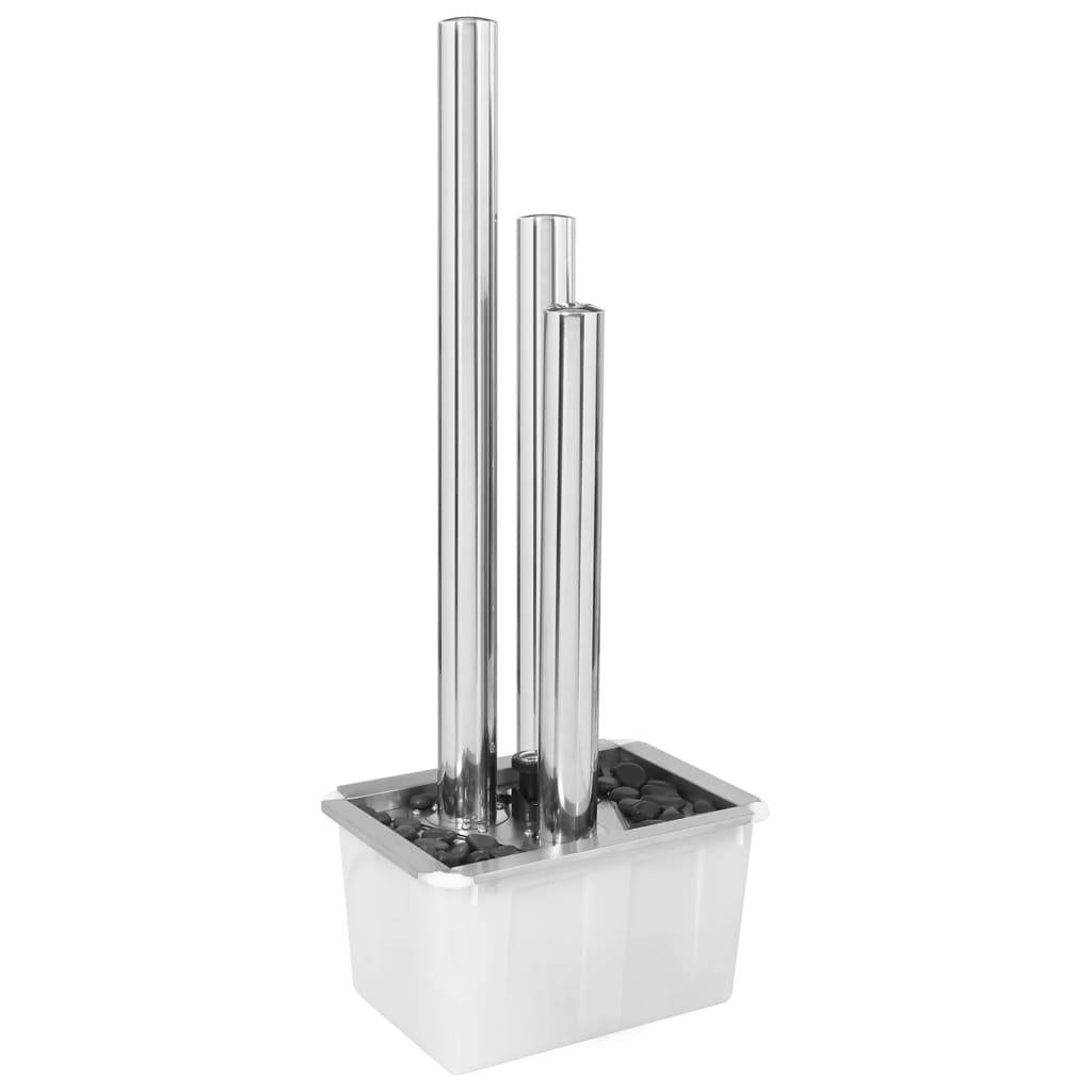 vidaXL Gartenbrunnen Silbern 48x34x123 cm Edelstahl