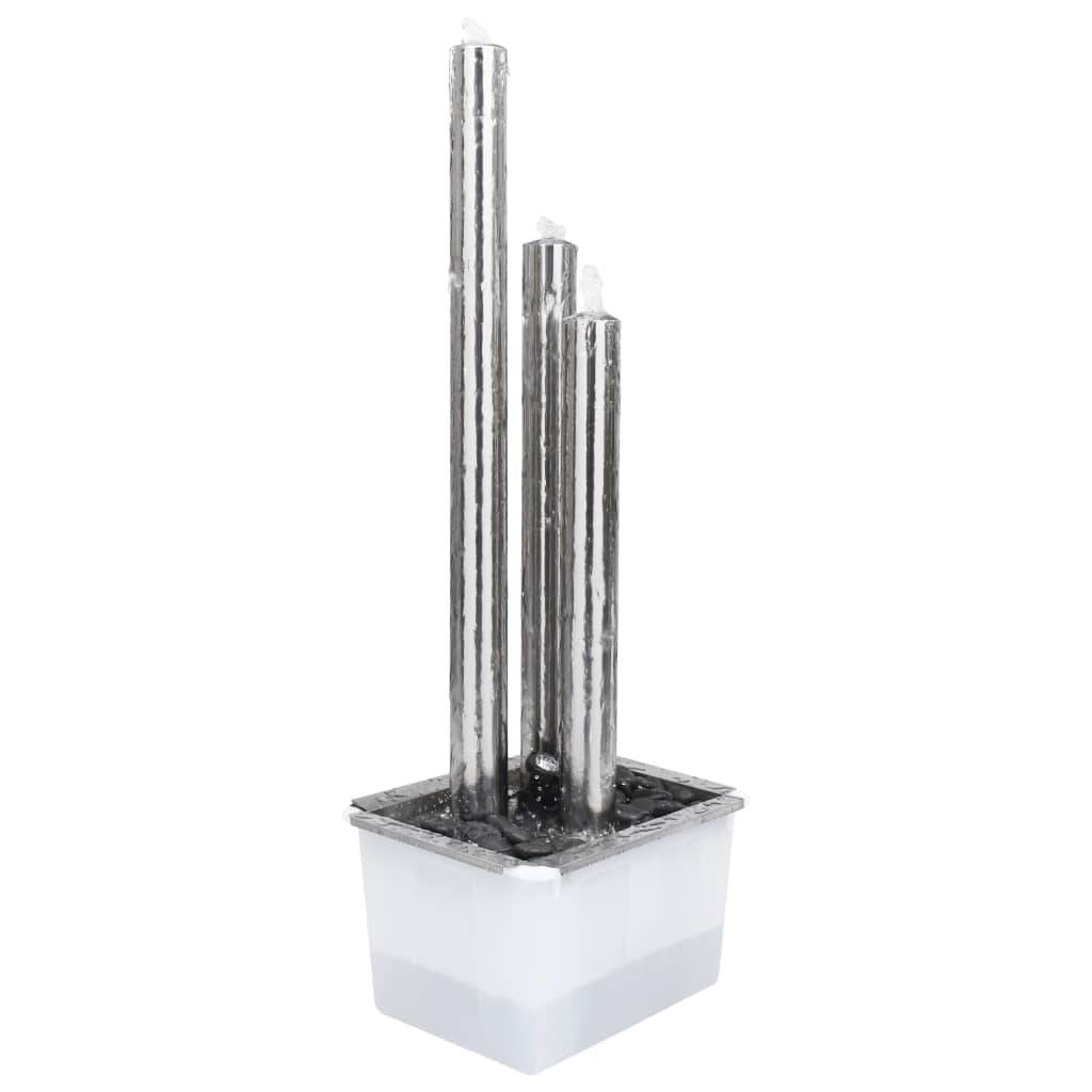 vidaXL Gartenbrunnen Silbern 48x34x123 cm Edelstahl