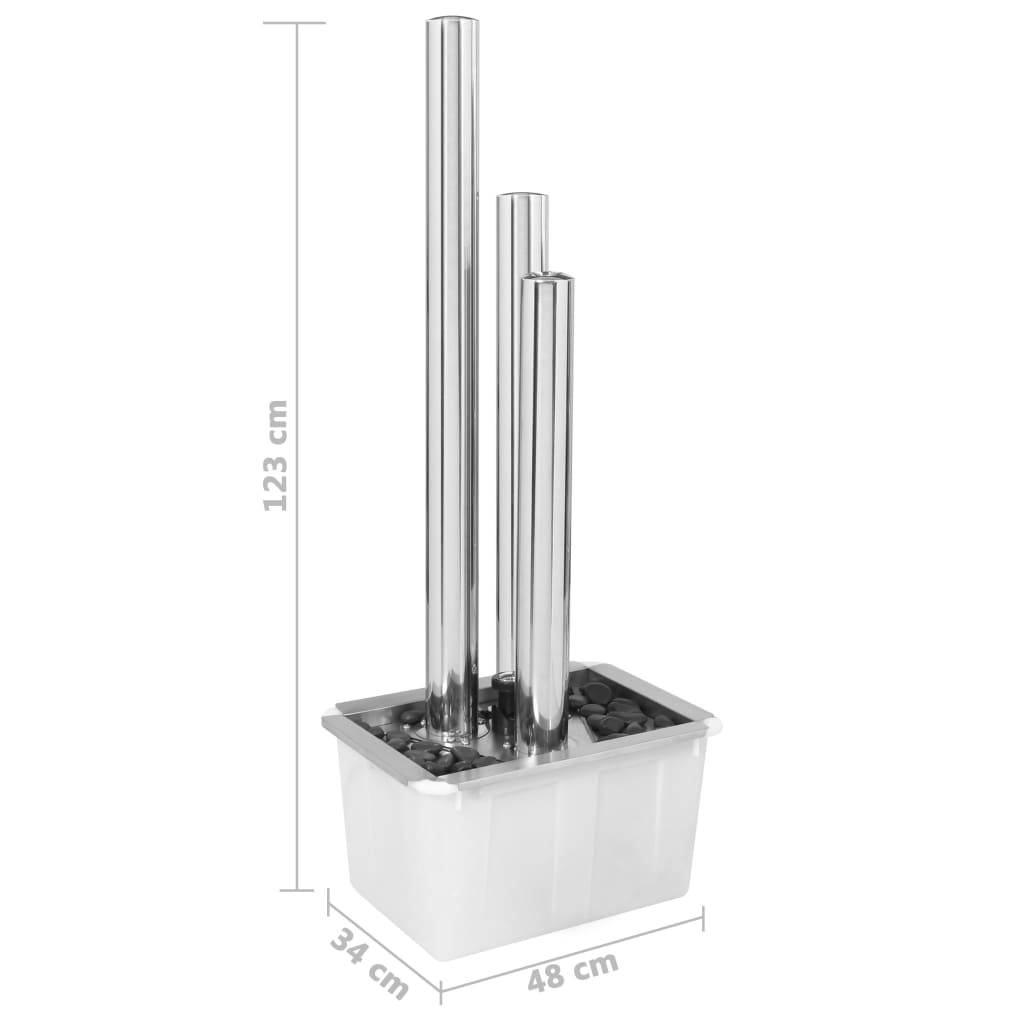 vidaXL Gartenbrunnen Silbern 48x34x123 cm Edelstahl