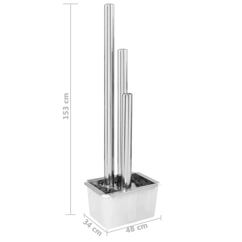 vidaXL Gartenbrunnen Silbern 48x34x153 cm Edelstahl
