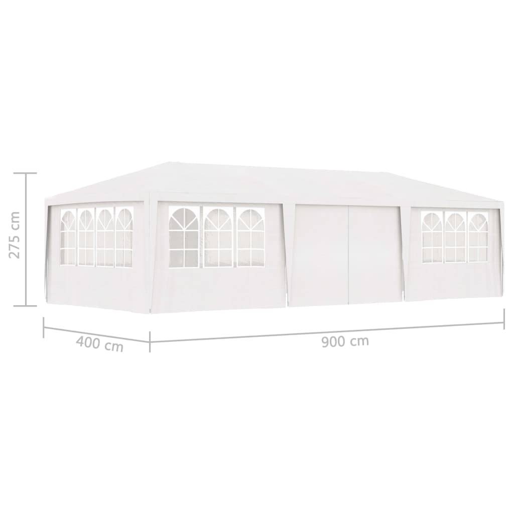 vidaXL Profi-Partyzelt mit Seitenwänden 4×9 m Weiß 90 g/m²