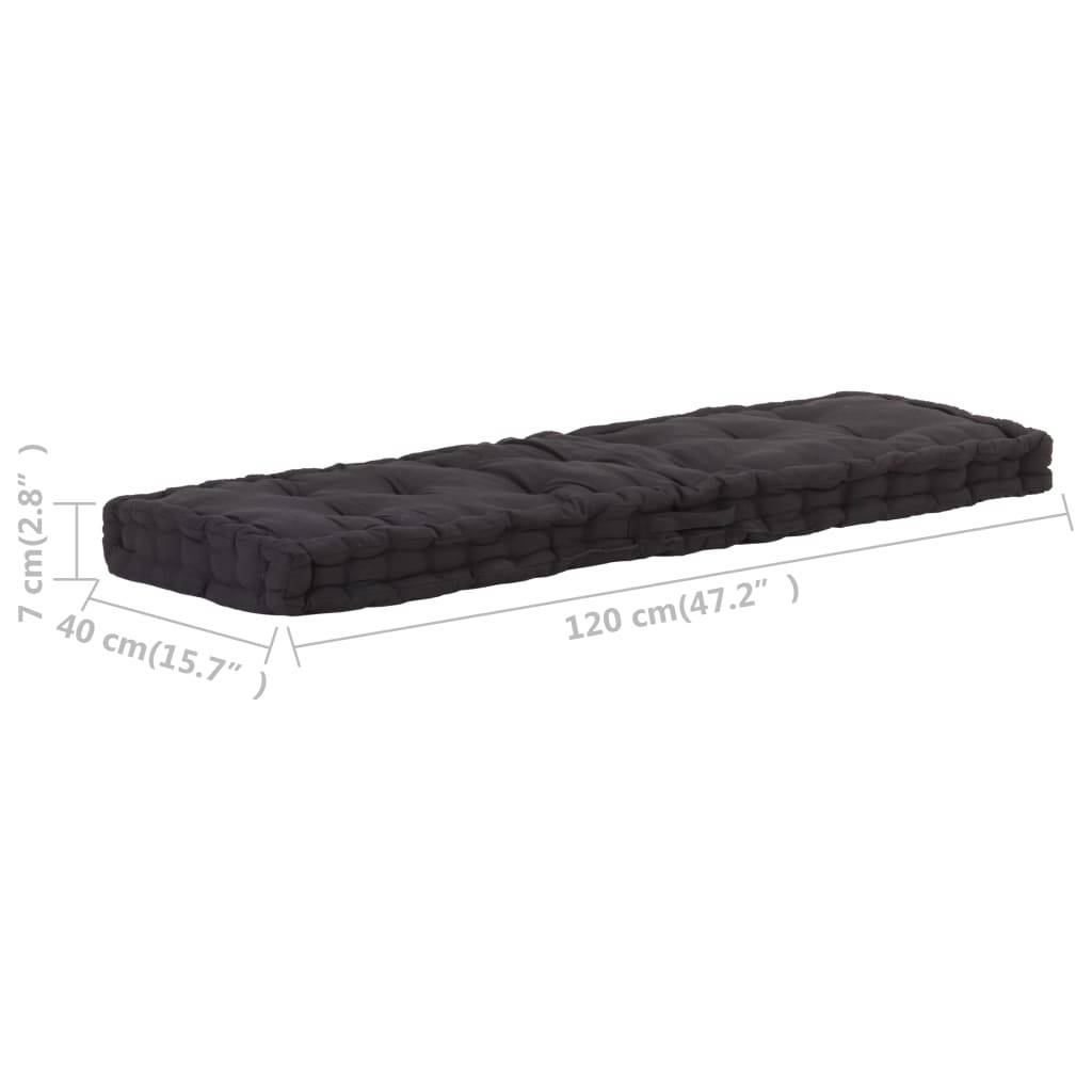 vidaXL Palettenkissen Baumwolle 120×40×7 cm Schwarz
