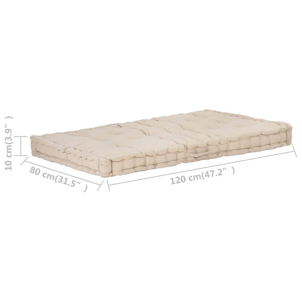 vidaXL Palettenkissen Baumwolle 120×80×10 cm Beige