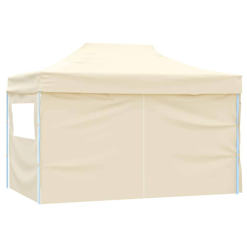 vidaXL Profi-Partyzelt Faltbar mit 4 Seitenwänden 3×4m Stahl Creme