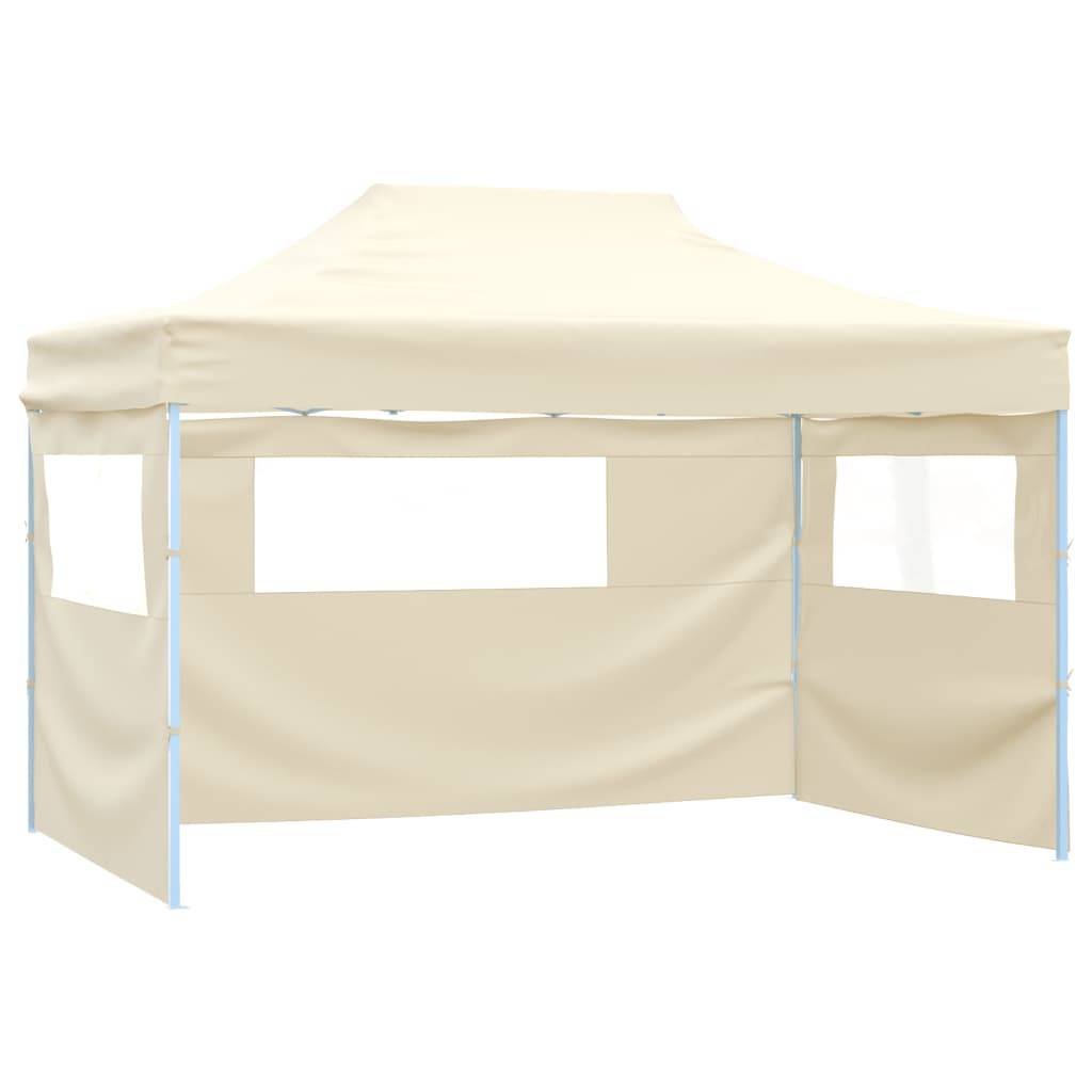 vidaXL Profi-Partyzelt Faltbar mit 4 Seitenwänden 3×4m Stahl Creme