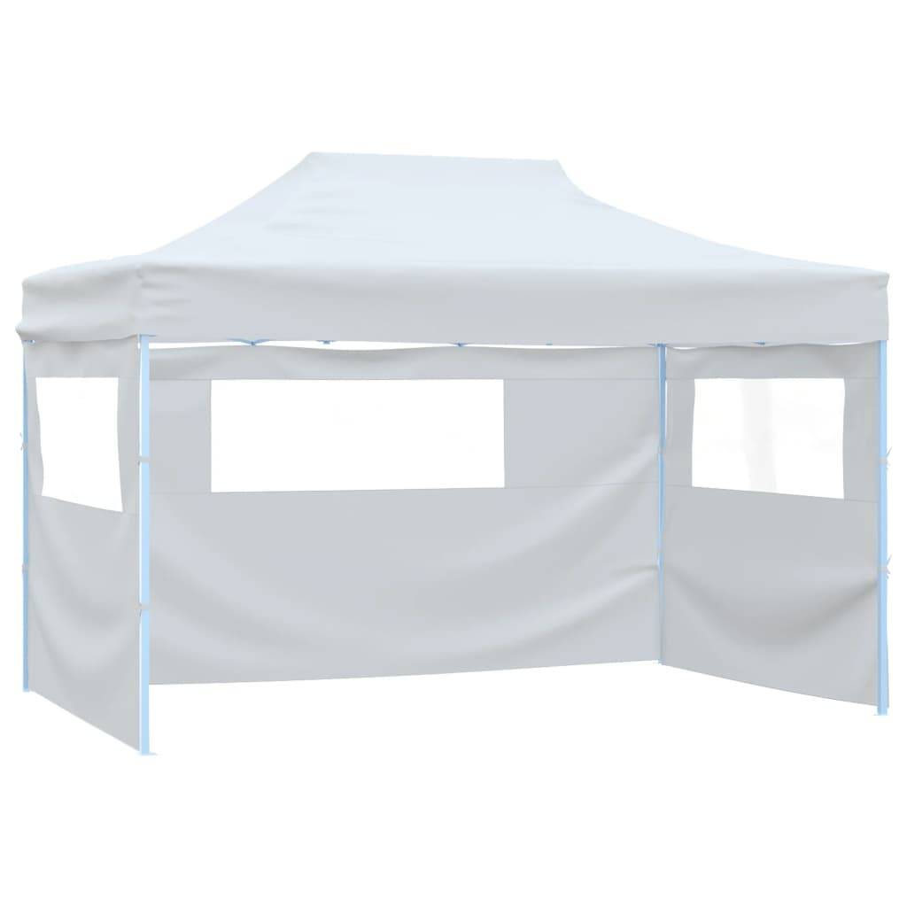 vidaXL Profi-Partyzelt Faltbar mit 3 Seitenwänden 280x410x315 cm Stahl Weiß