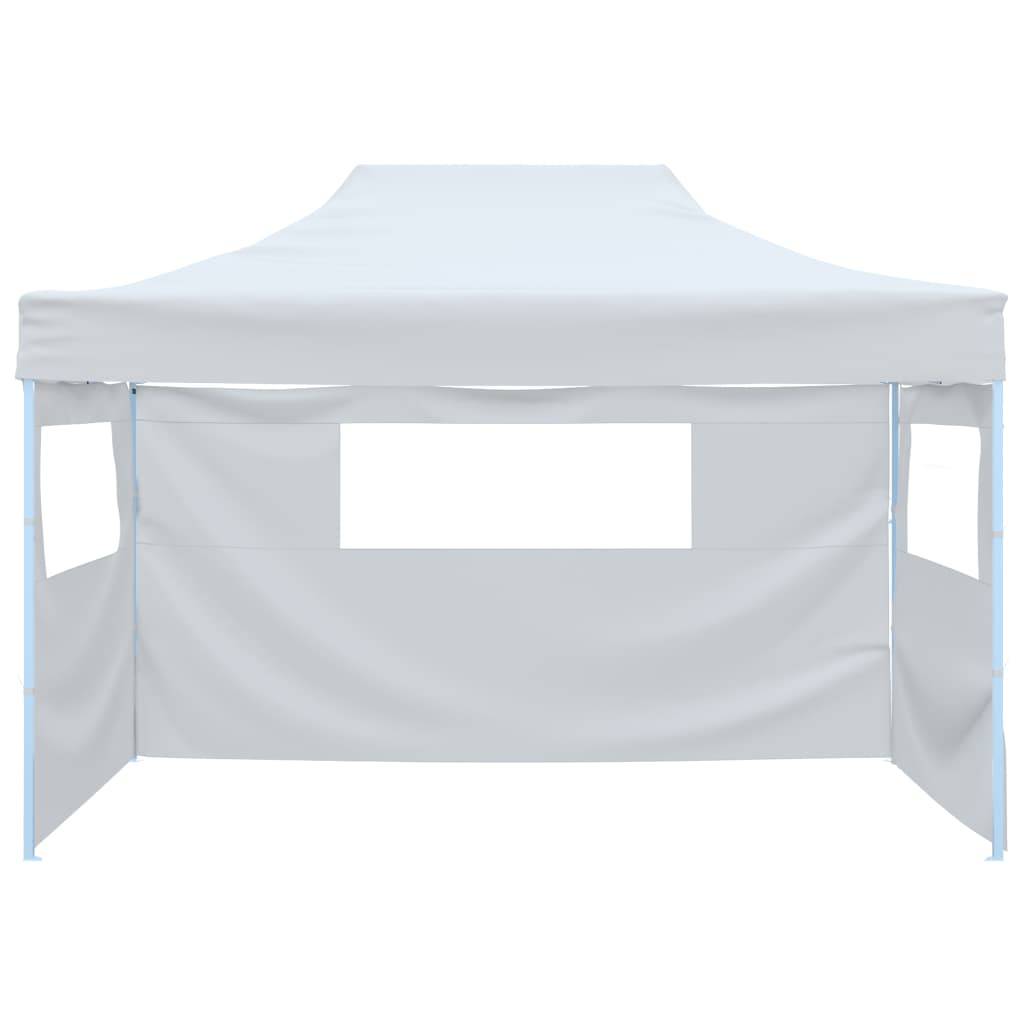 vidaXL Profi-Partyzelt Faltbar mit 3 Seitenwänden 280x410x315 cm Stahl Weiß