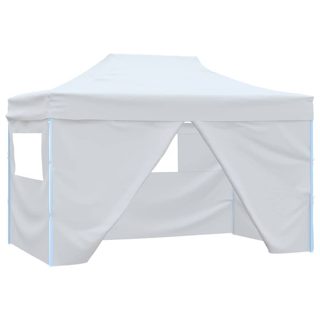vidaXL Profi-Partyzelt Faltbar mit 4 Seitenwänden 280x410x315 cm Stahl Weiß