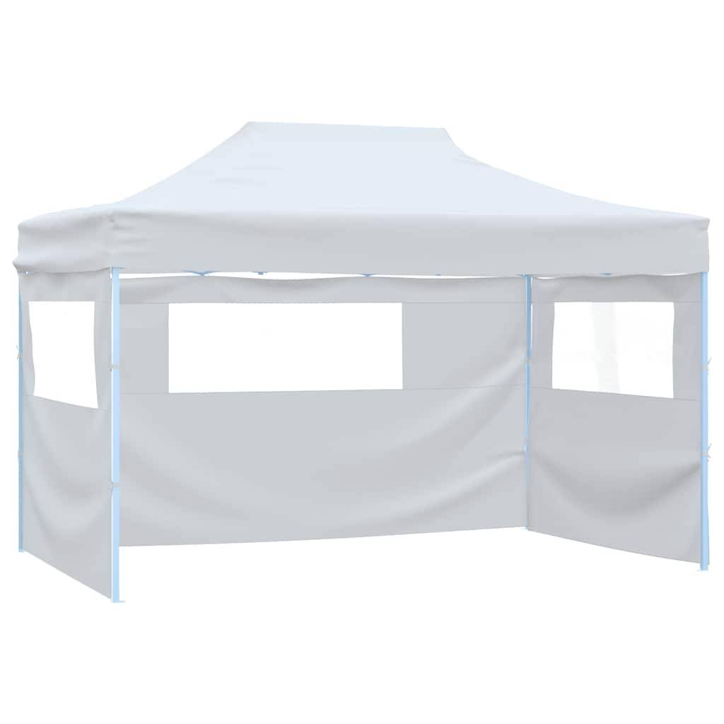vidaXL Profi-Partyzelt Faltbar mit 4 Seitenwänden 280x410x315 cm Stahl Weiß