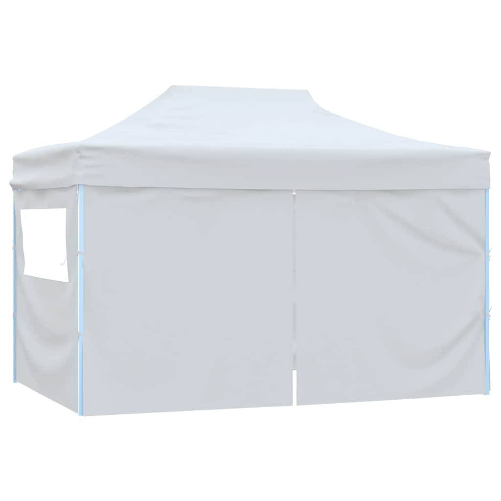 vidaXL Profi-Partyzelt Faltbar mit 4 Seitenwänden 280x410x315 cm Stahl Weiß