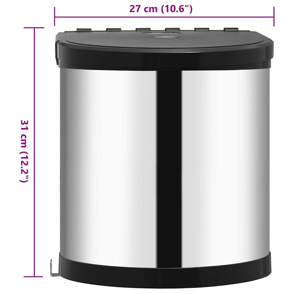 vidaXL Küchen-Einbau-Mülleimer Edelstahl 12 L